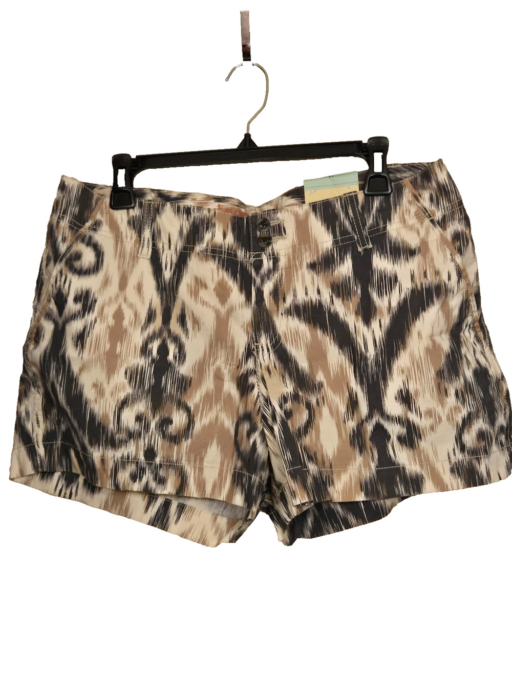 NWT SONOMA Phantom Brown Ikat Print Low Rise Modern Fit Shorts Women's Size 14